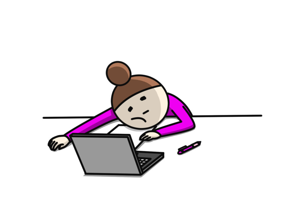 パソコンに疲れている女性